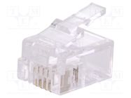 Connector: RJ11; plug; PIN: 4; unshielded; gold-plated; Layout: 6p4c LOGILINK