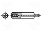 Screwed spacer sleeve; 14mm; Int.thread: M2; Ext.thread: M2; brass DREMEC