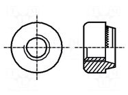 Insert nut; round; M3; 0.5; steel; Plating: zinc; BN 199; push-on BOSSARD