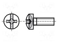 Screw; M2.5x5; 0.45; Head: button; Phillips,slotted; 0,6mm,PH1 BOSSARD