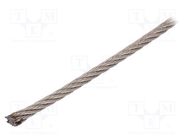 Rope; acid resistant steel A4; Ørope: 5mm; L: 10m; Rope plexus: 7x7 