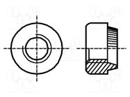 Insert nut; round; M4; steel; Plating: zinc; 3.2mm; BN 196; push-on BOSSARD