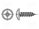 Screw; with flange; 3.5x16; Head: button; Pozidriv; PZ2; steel; zinc BOSSARD