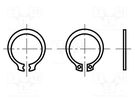 Circlip; spring steel; Shaft dia: 14.3mm; BN 818; Ring: external BOSSARD