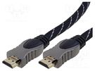 Cable; HDMI 1.4; HDMI plug,both sides; PVC; textile; 3m VCOM