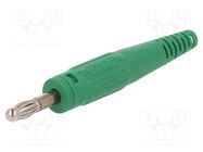 Connector: 4mm banana; plug; 32A; 60V; green; non-insulated; 2.5mm2 STÄUBLI