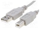 Cable; USB 2.0; USB A plug,USB B plug; 0.5m; grey; Core: Cu BQ CABLE