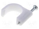 Holder; white; on round cable; 100pcs; with a nail; Ø: 16mm Goobay