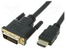Cable; DVI-D (24+1) plug,HDMI plug; PVC; 5m; black VCOM