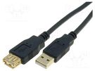 Cable; USB 2.0; USB A socket,USB A plug; gold-plated; 1.8m; black VCOM
