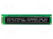 Display: OLED; alphanumeric; 40x2; Dim: 182x38.5x9.3mm; white; 2x8 RAYSTAR OPTRONICS