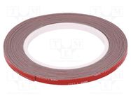 Tape: fixing; W: 6mm; L: 5.5m; Thk: 1.1mm; acrylic; grey; max.230°C 3M