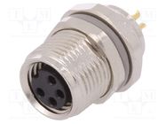 Connector: M8; female; PIN: 4; unshielded; socket; IP67; 30V 