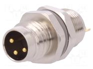 Connector: M8; male; PIN: 3; 60V; IP67; unshielded; socket; 2.5÷3.5mm TE Connectivity