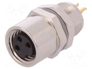 Connector: M8; female; PIN: 3; 60V; IP67; straight; unshielded TE Connectivity