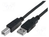 Cable; USB 2.0; USB A plug,USB B plug; nickel plated; 5m; black VCOM