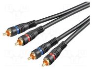 Cable; RCA plug x2,both sides; 1.5m; Plating: gold-plated; black Goobay