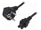 Cable; 3x0.75mm2; CEE 7/7 (E/F) plug angled,IEC C5 female; 1.4m QOLTEC