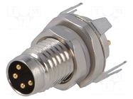 Connector: M8; male; PIN: 4; 30V; IP67; straight; shielded; socket TE Connectivity