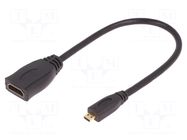 Cable; HDMI socket,micro HDMI plug; PVC; HDMI 1.4; 0.2m; black QOLTEC