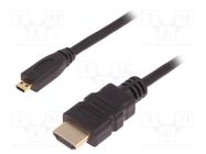 Cable; HDMI 1.4; HDMI plug,micro HDMI plug; PVC; 3m; black; black QOLTEC