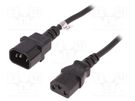 Cable; 3x0.75mm2; IEC C13 female,IEC C14 male; 1.8m; black; 10A QOLTEC