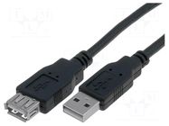 Cable; USB 2.0; USB A socket,USB A plug; nickel plated; 3m; black VCOM