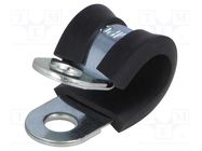 Fixing clamp; ØBundle : 10mm; W: 15mm; steel; Cover material: EPDM MPC INDUSTRIES