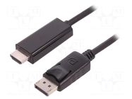 Cable; DisplayPort plug,HDMI plug; 1m; black; DisplayPort 1.2 QOLTEC