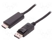 Cable; DisplayPort plug,HDMI plug; 3m; black; DisplayPort 1.2 QOLTEC