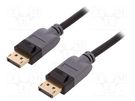 Cable; DisplayPort 1.3; DisplayPort plug,both sides; 1.5m; black QOLTEC