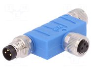 T adapter; PIN: 3; IP67; T; M8 male,M8 female x2; Polarisation: A TE Connectivity
