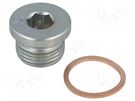 Hexagon head screw plug; Thread: G 1/2"; DIN 908; Gasket: copper ELESA+GANTER