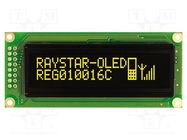 Display: OLED; graphical; 100x16; Dim: 85x36x10mm; yellow; PIN: 16 RAYSTAR OPTRONICS