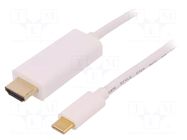Adapter; USB 3.1; HDMI plug,USB C plug; 2m; white QOLTEC