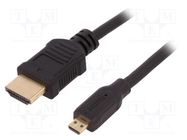 Cable; HDMI 1.4; HDMI plug,micro HDMI plug; PVC; 1m; black; black QOLTEC
