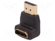 Adapter; HDMI socket,HDMI plug 90° up/down; black QOLTEC