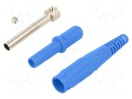 Connector: 4mm banana; socket; 32A; 1kV; blue; on cable,screw STÄUBLI