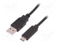 Cable; USB 2.0; USB A plug,USB C plug; 1m QOLTEC