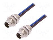 Connector: M8; Len: 0.2m; male; PIN: 3; 60V; IP67; straight; socket TE Connectivity