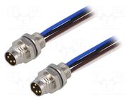 Connector: M8; Len: 0.2m; male; PIN: 4; 30V; IP67; straight; socket TE Connectivity
