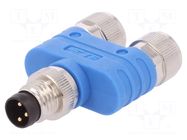 T adapter; PIN: 3; IP67; Y; M8 male,M8 female x2; Polarisation: A TE Connectivity