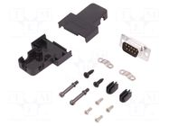 Connector: D-Sub; PIN: 9; plug; male; soldering; for cable; black ENCITECH