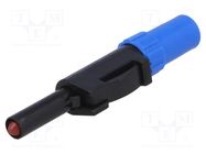 Plug; 4mm banana; 30A; 60VDC; blue; insulated; for cable; 5mΩ HIRSCHMANN T&M