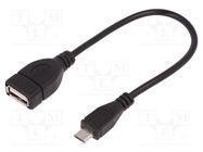 Cable; OTG,USB 2.0; USB A socket,USB B micro plug; 0.2m; black QOLTEC