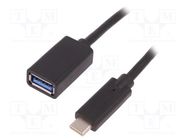 Cable; USB 3.0; USB A socket,USB C plug; 0.25m QOLTEC