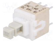 Switch: keypad; Pos: 2; DPDT; 0.1A/32VDC; white; none; THT; 1.7N; PVA C&K