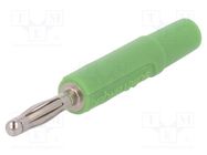 Plug; 2mm banana; 10A; 33VAC; 70VDC; green; nickel plated; -25÷90°C SCHÜTZINGER