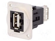 Coupler; USB A socket,both sides; FT; straight; USB 2.0; metal CLIFF
