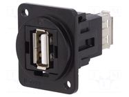 Coupler; socket; USB A socket,both sides; FT; straight; USB 2.0 CLIFF